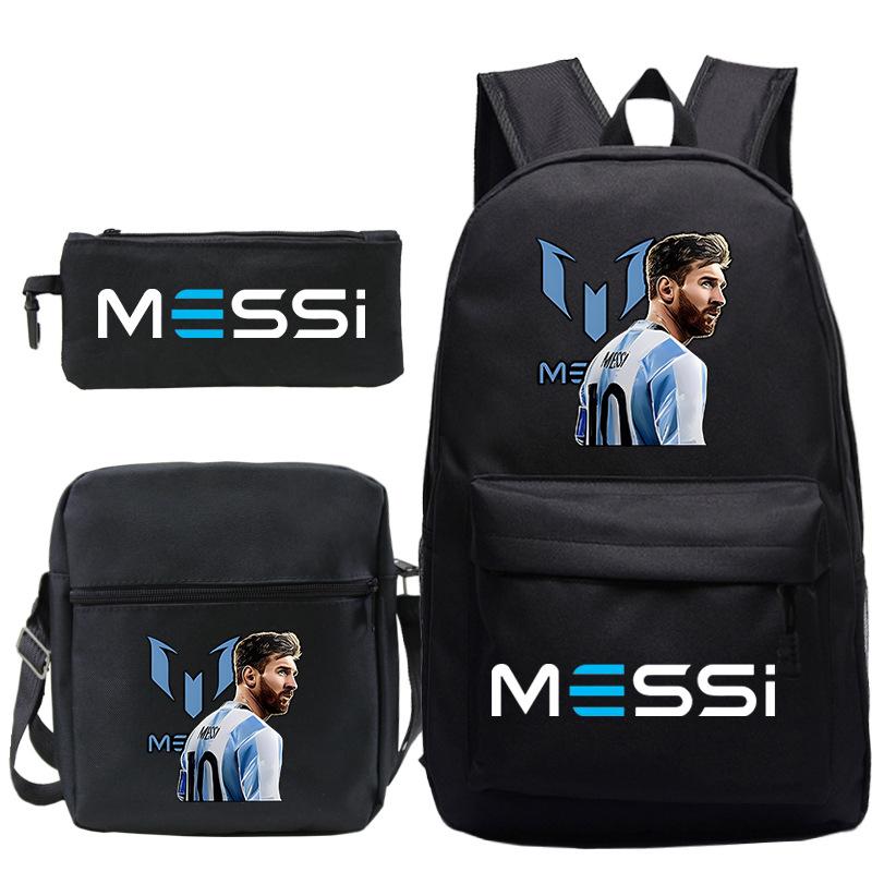 Football Player Peripheral Printing Primary And Secondary School Schoolbag Three-Piece Children'S Backpack