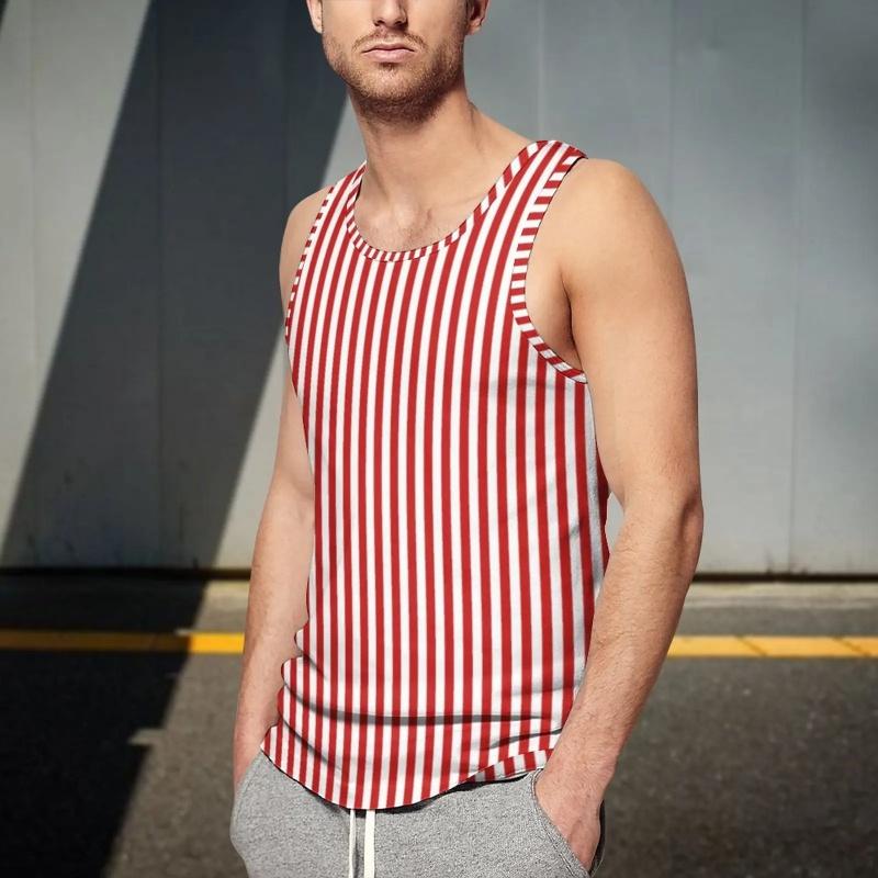 Colorful Stripe Geometry Tank Tops For Man Color Block Pattern Tees Summer Casual Vest Oversized Sports Street Tank Top