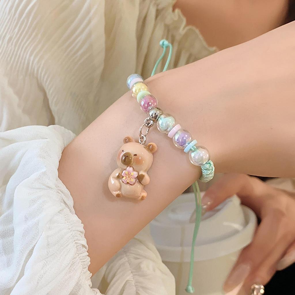 Særpreget Capybara-armbånd i resin Håndvevd snorarmbånd Motehåndleddsmykker for egen stil og gavegiving