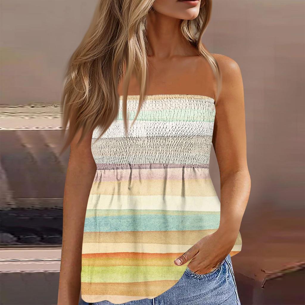 Trubkové topy pro ženy, roztomilé sexy tričko bez rukávů s potiskem mimo rameno