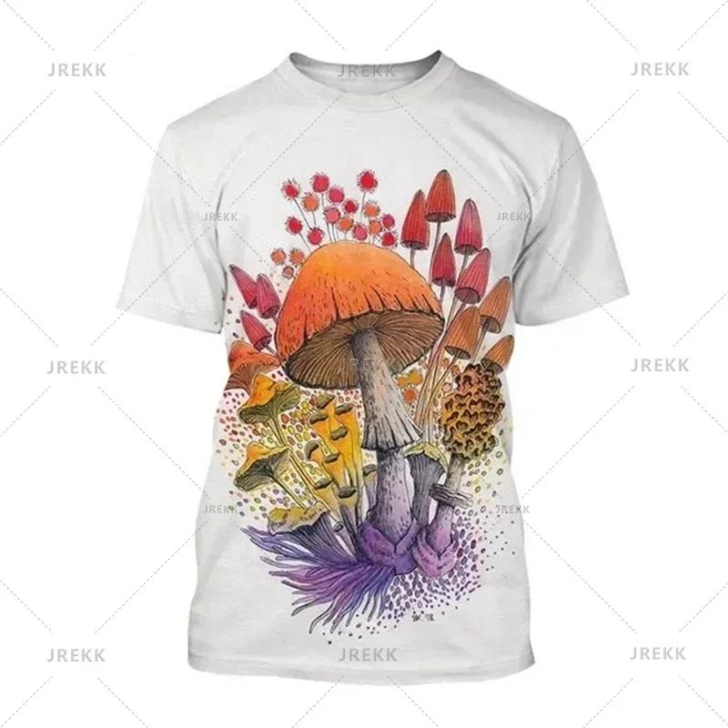 Summer Men's Casual T Shirts 3d Print T-shirt Art Design Colorful Mushroom Print T-shirts For Men Short Sleeve Streetwear Tops