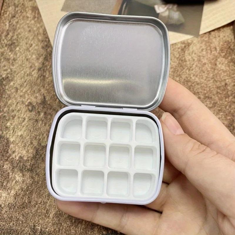 12-Grid Mini Watercolor Box - Ultra-Compact, Lightweight, Travel-Sized, Moisturizing Palette for Painting and Sketching