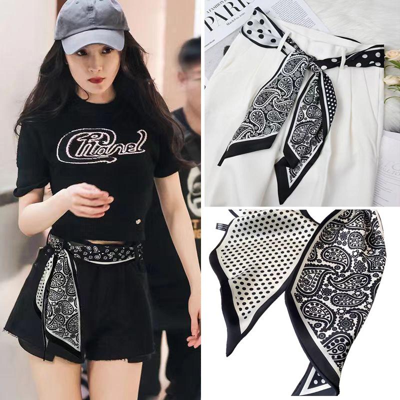 Long Small Silk Satin Scarf Women Waist Belt Decorative Female Bevel Neck Scarf Korean Multifunctional Hair Ribbon