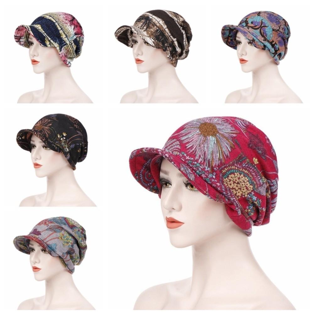 Print Design Hair Loss Cap Comfortable Visor Cap Slouch Design Chemo Caps  Head Scarf
