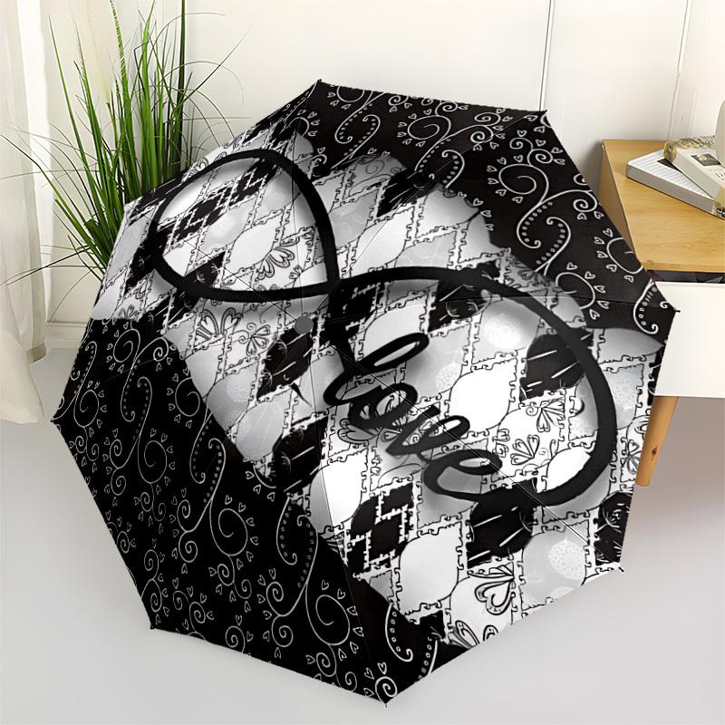 

1pc Infinity Love Pattern Automatic Folding Umbrella - Portable Collapsible Design, 8-Rib Iron Frame, Durable Fabric yy251125036