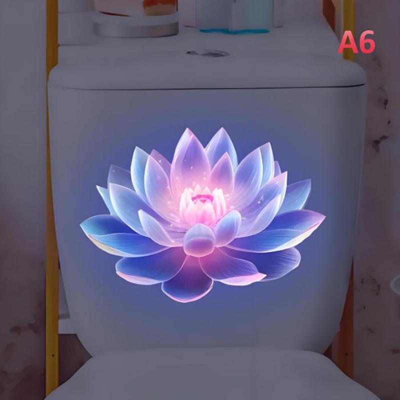 

Светящаяся наклейка на унитаз для ванной, ночник, наклейка на стену с лотосом, наклейка на крышку сиденья унитаза, самоклеящаяся, ПВХ, водонепроницаемая, декор для дома A6
