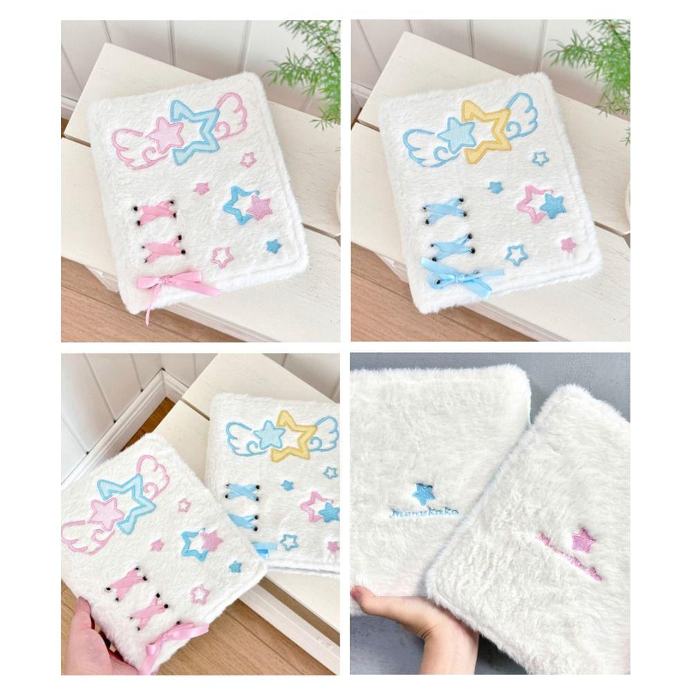 Loose-Leaf Photocard Holder Plush Angel Star Pattern Collect Book  For Kpop Idol Fans