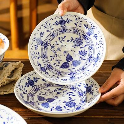 Pratos de Cerâmica Estilo Chinês Retrô Restaurante de Alto Nível Tigela de Sobremesa Salada Casa Pratos Deliciosos Tigelas de Ramen Louça Exquisita