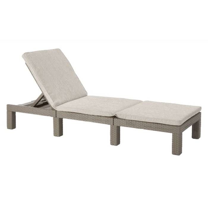 Sun Lounger - Allibert by KETER - DAYTONA - In Imitation Woven Rattan Resin - Cushion - Adjustable Backrest - Cappuccino