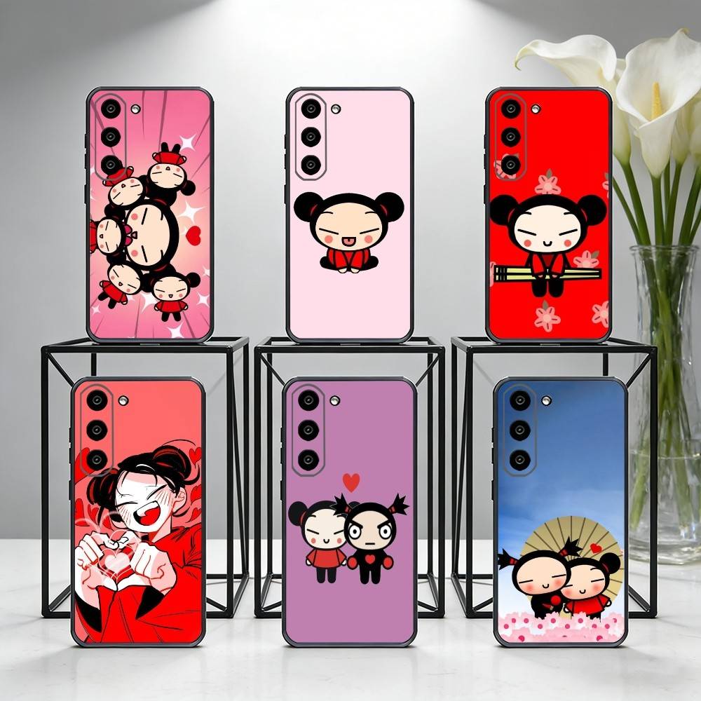 Pucca Cute Love Phone Case For Samsung Galaxy A73,A72,A71,A70,A53,A52,A51,Others Soft Black Cover