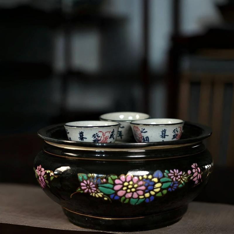 1 szt. 30 ml Ręcznie Malowana Chińska Kaligrafia Czarka do Herbaty - Kamionkowy Zestaw do Herbaty Gongfu, Czarka z Poezją, Tradycyjna Miseczka do Herbaty