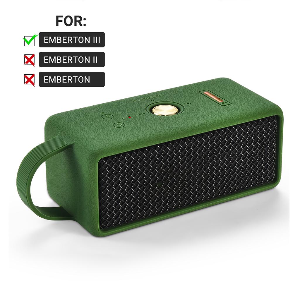 Silicone Anti-Fall Speaker Case with Handle Soft Skin Protective Cover Waterproof for Marshall EMBERTON III Bluetooth Speaker