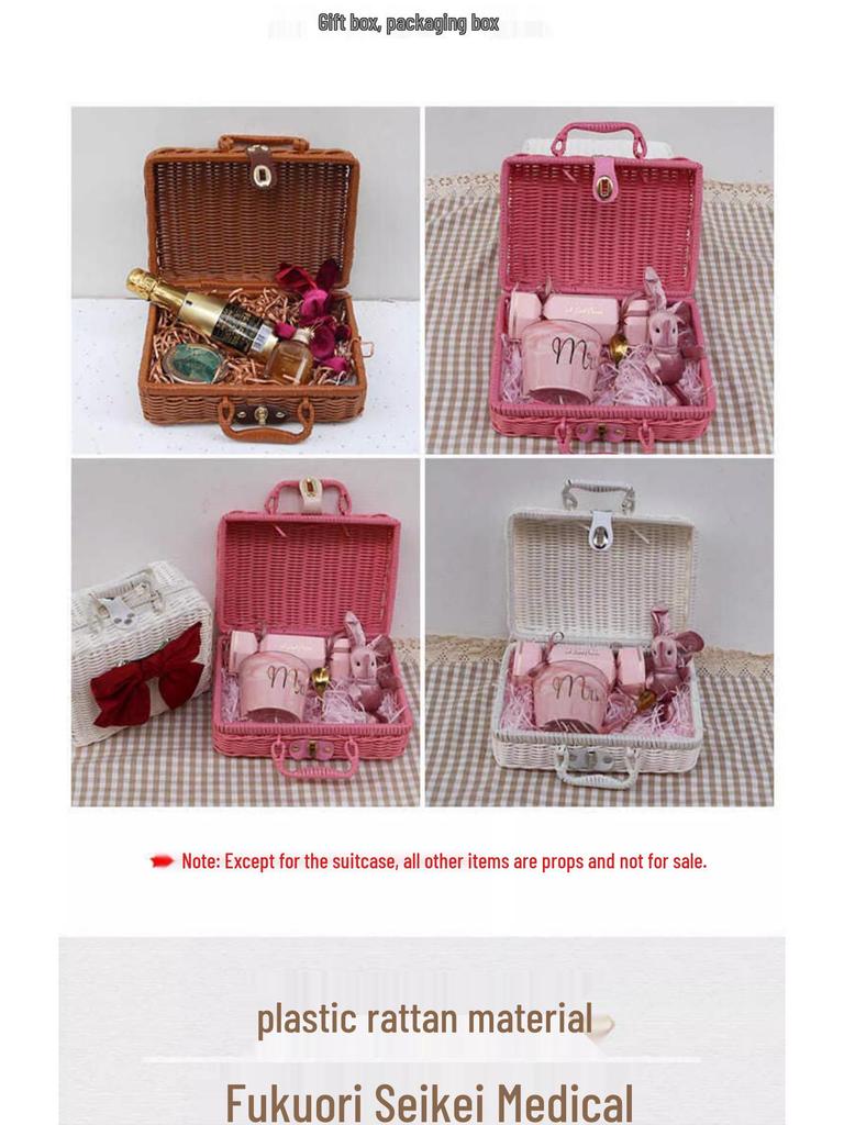 Vintage-Style Imitation Rattan Picnic Basket and Storage Box - Ideal for Photos, Bridesmaid or Groomsman Gifts