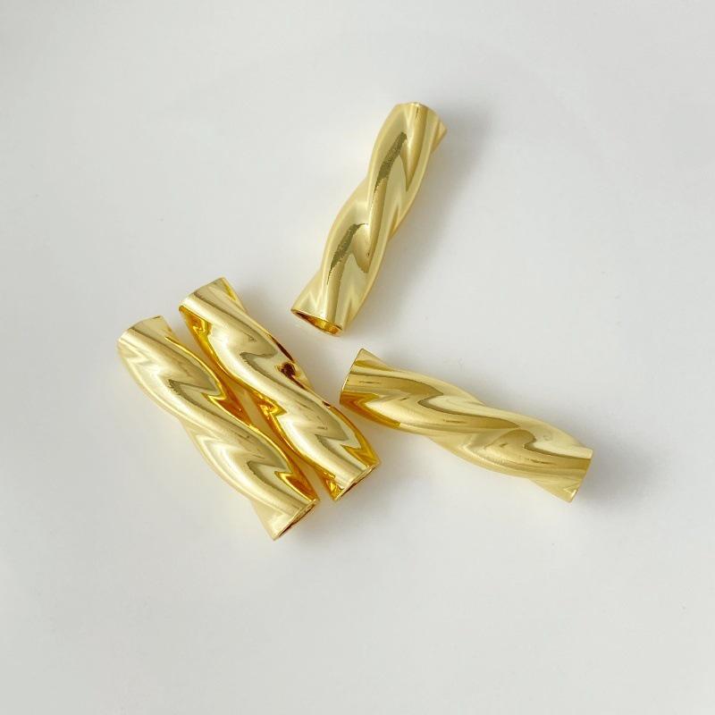 Gold-Plated Twisted Hollow Copper Tube for DIY Jewelry & Clothing Accessories