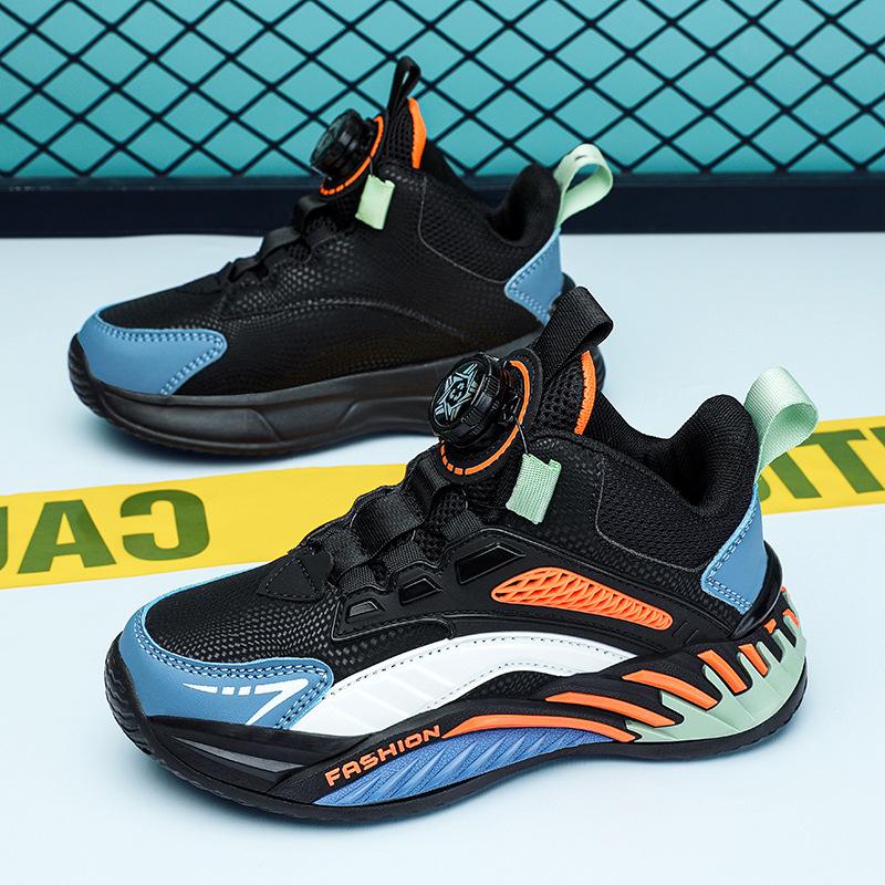 Boys 2025 Autumn and Winter New Leather Waterproof Button Shoes Medium and Large Children Non-slip Students Versatile Girls Sports Shoes