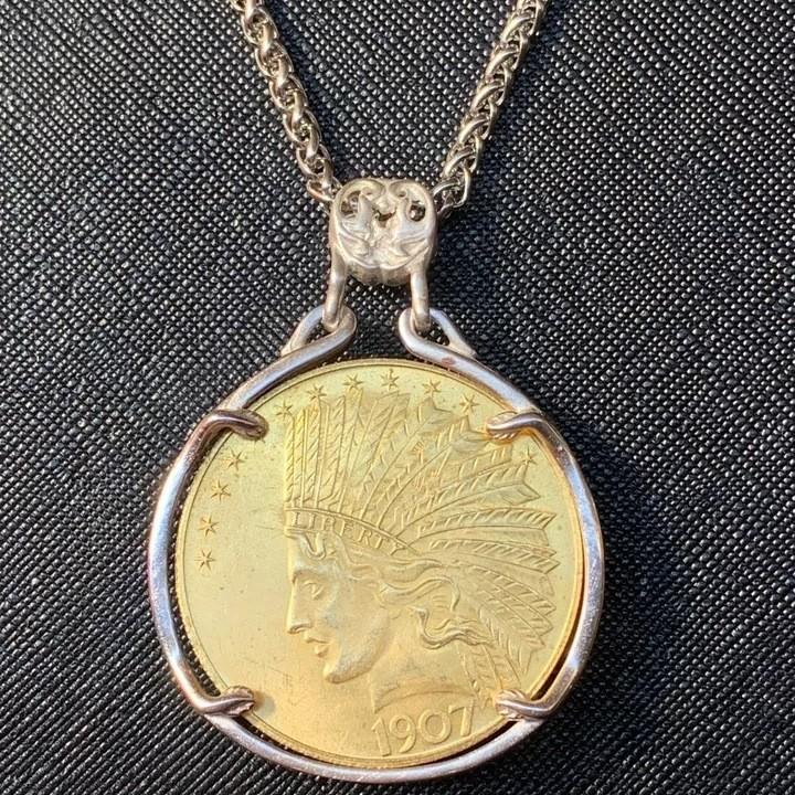 Beauty Snake, Wanderer Coin, Antique Silver Dollar, Antique Coin Necklace Pendant, Collection, 1907,1922