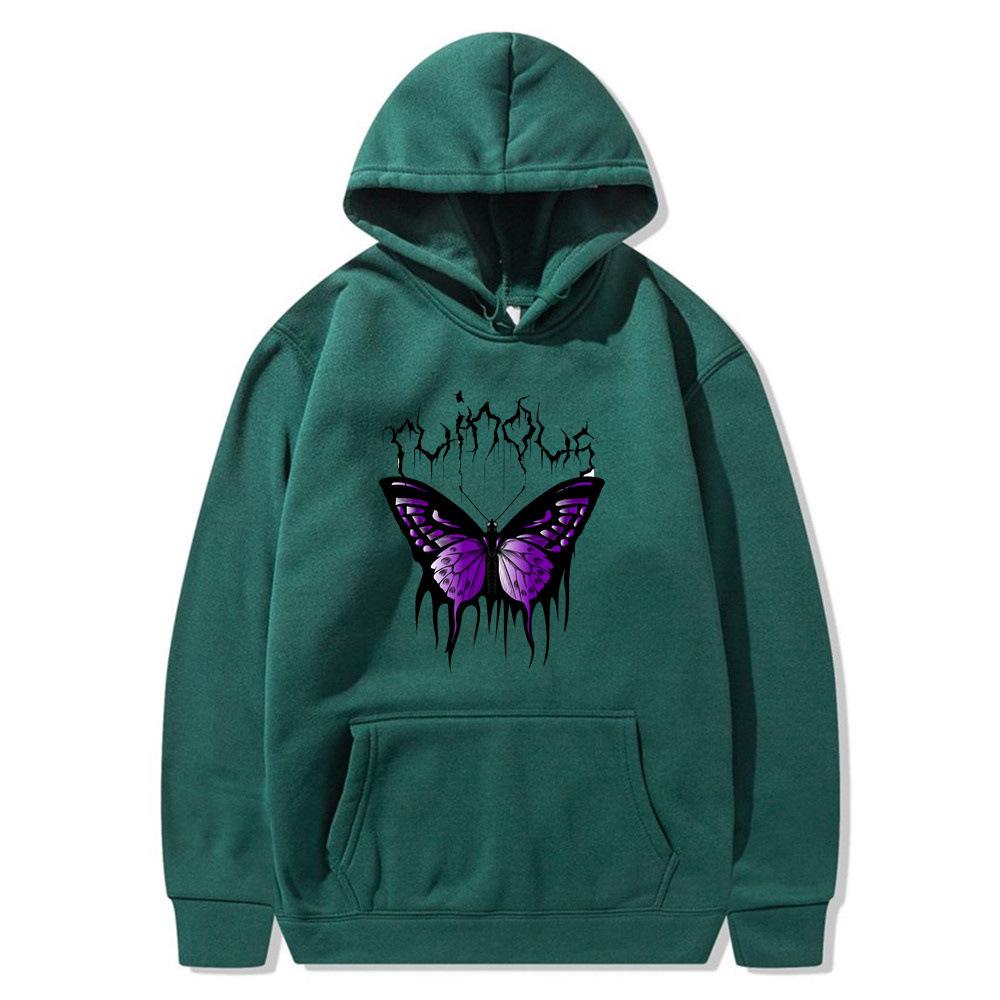 2025 Creative Butterfly Sweater Autumn and Winter Simple Long Sleeve Hooded Men's and Women's Couples Hoodie