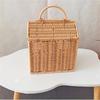 Valigia Scatola Decorativa in Rattan Cesto Intrecciato a Mano in Plastica a Forma di Casa con Manico Sacchetto per Confezionare Regali per Festival