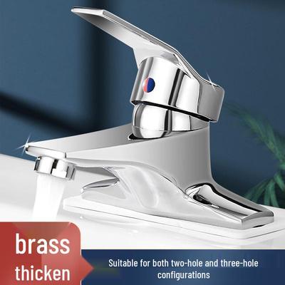 Modern Minimalist Double-Hole Copper Faucet for Bathroom Basin