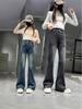 2025 Girls' High Waist Elastic Flare Jeans - Slimming Spring & Autumn Pants for Teens
