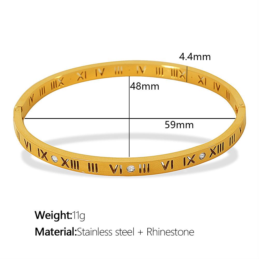 Simple design Titanium steel Roman digital diamond bracelet Advanced titanium steel gold plating does not fade