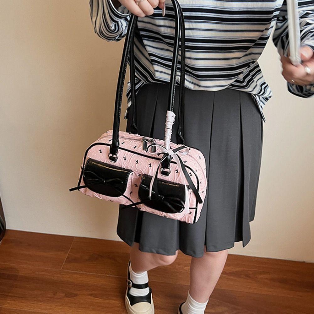 Korean Style Bow Ribbon Shoulder Bag Commuting Y2k Armpit Bag French Stick Underarm Bag  Daily
