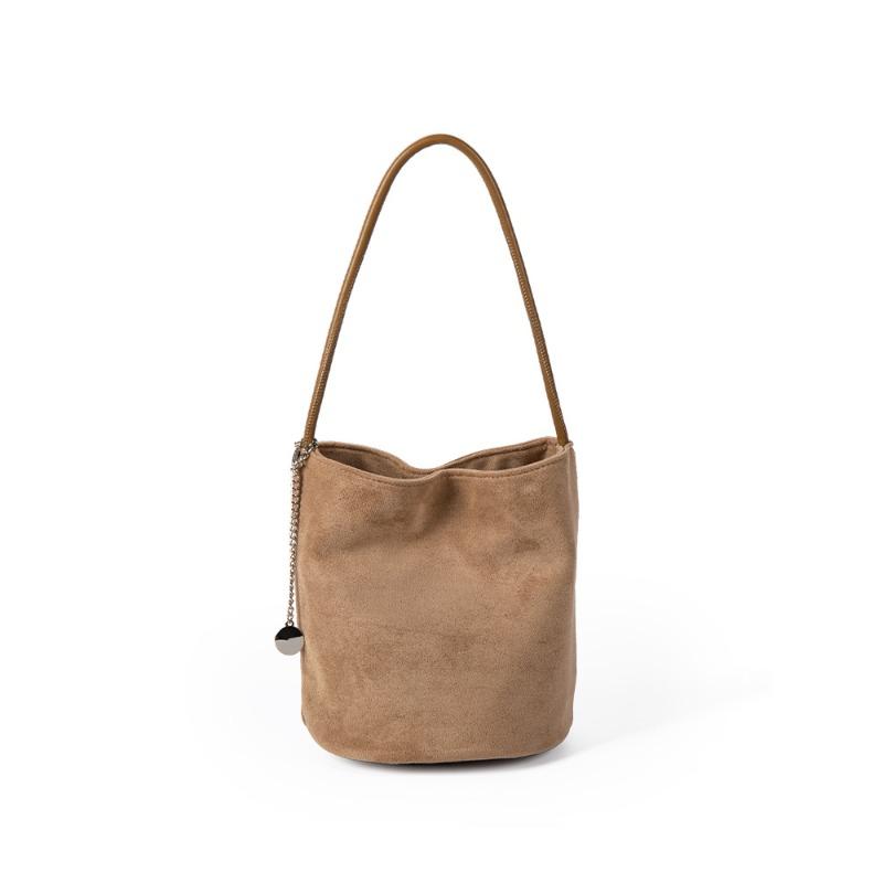New Niche Ins Soft Suede Single Shoulder Underarm Bag for Women, Simple and Versatile Bucket Bag