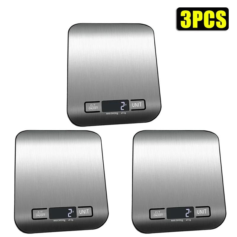 10PCS Rechargeable Kitchen Scale Jewellery Scale Electronic Scale Stainless Steel Home Kitchen Electronic Weighing Grammage 5KG