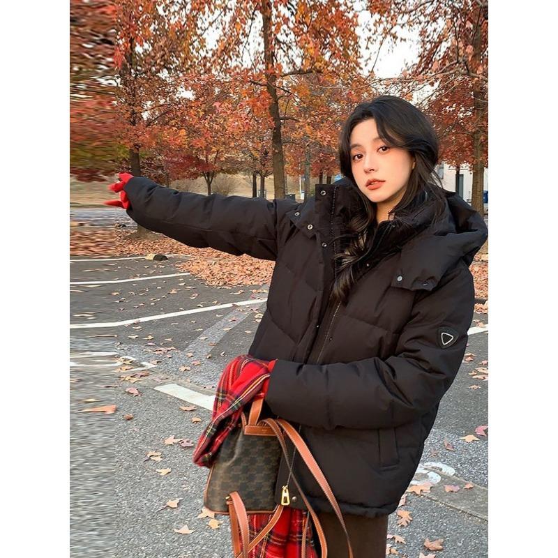 Winter Short Down Jacket Women Loose Fit Thickened Warm Puffer Coat Casual Parka