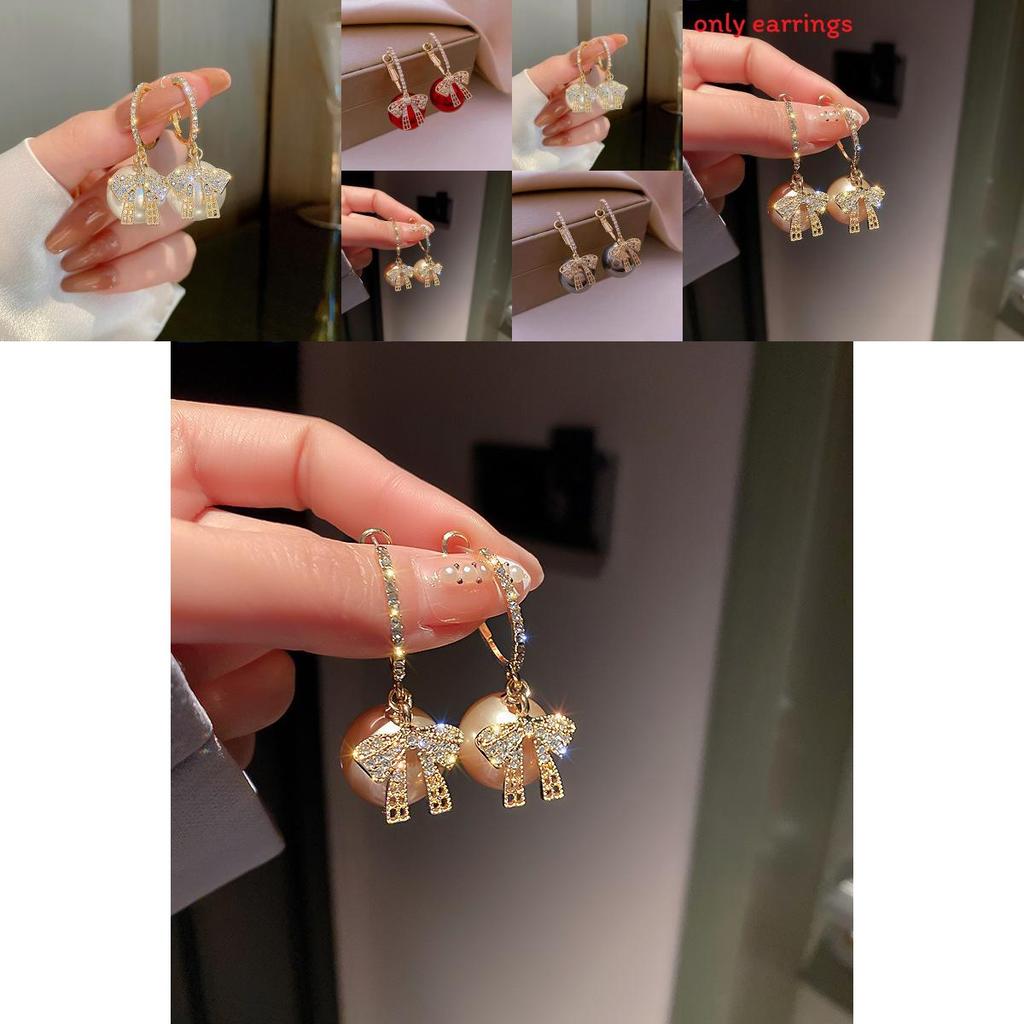 Korean Girl Butterfly Pearl Earrings With Alloy Material For Women Fashion Accessories