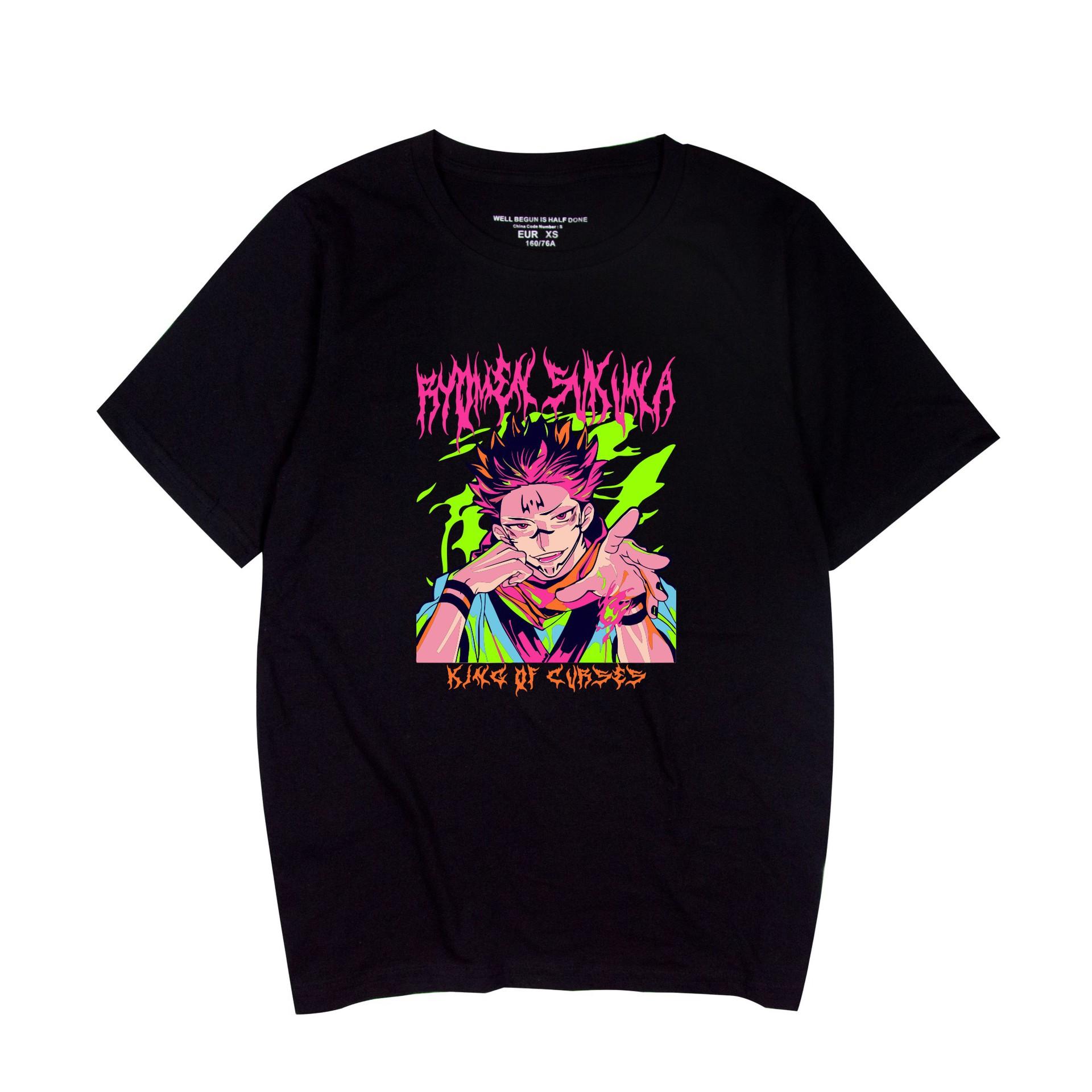 

Jujutsu Kaisen Anime Women Men s T-shirts Cartoon Printed O-Neck Short Sleeves Fashion Mens Clothing Streetwear XS чёрный