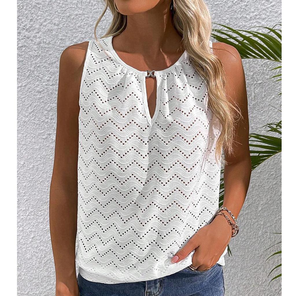 Women's Loose Casual Round Neck Vest Sleeveless Top With T-Shirt Top T-Shirt Top