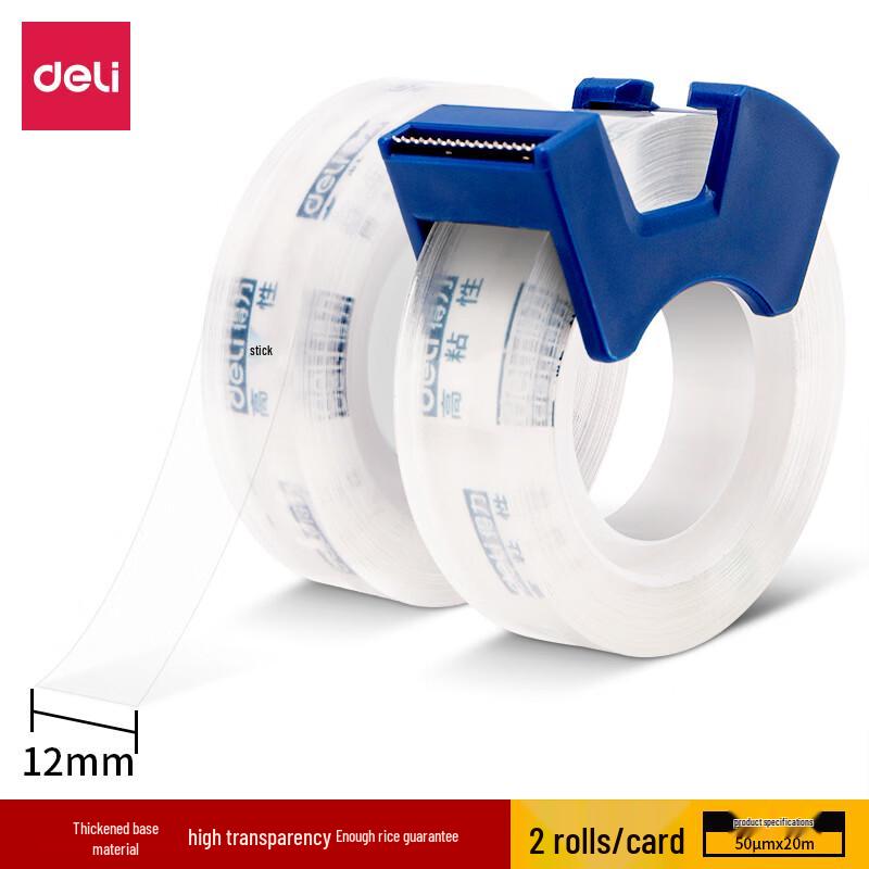 Deli 30038 Easy-Tear Transparent Stationery Tape with Dispenser