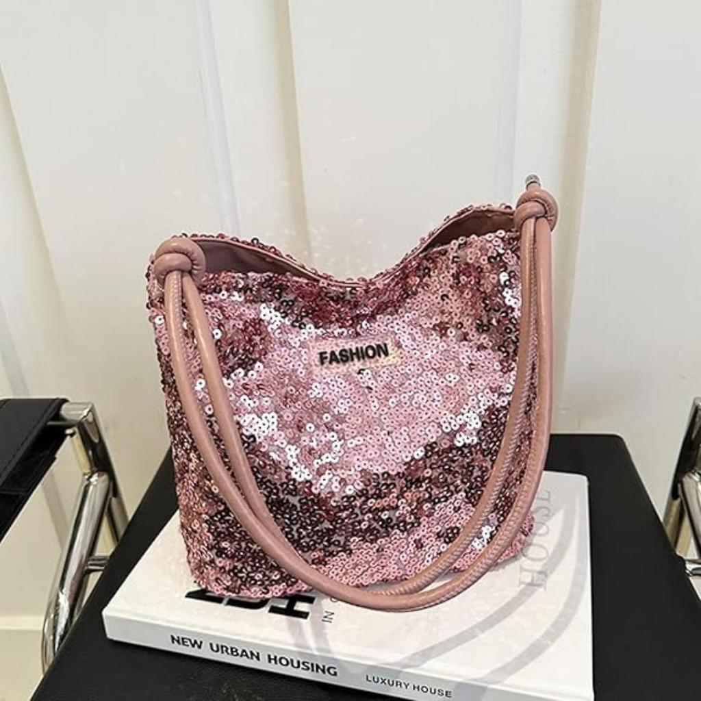 Sequin Handbag, Tote Bag for Women, Adjustable Shoulder Strap, Crossbody Bag for Wedding, Prom, Parties, Travel