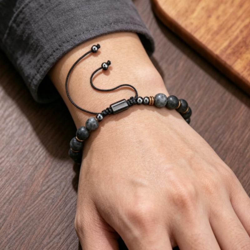 European and American exaggerated sparkling stone volcanic stone beaded necklace male hip-hop niche design male black gallstone long necklace