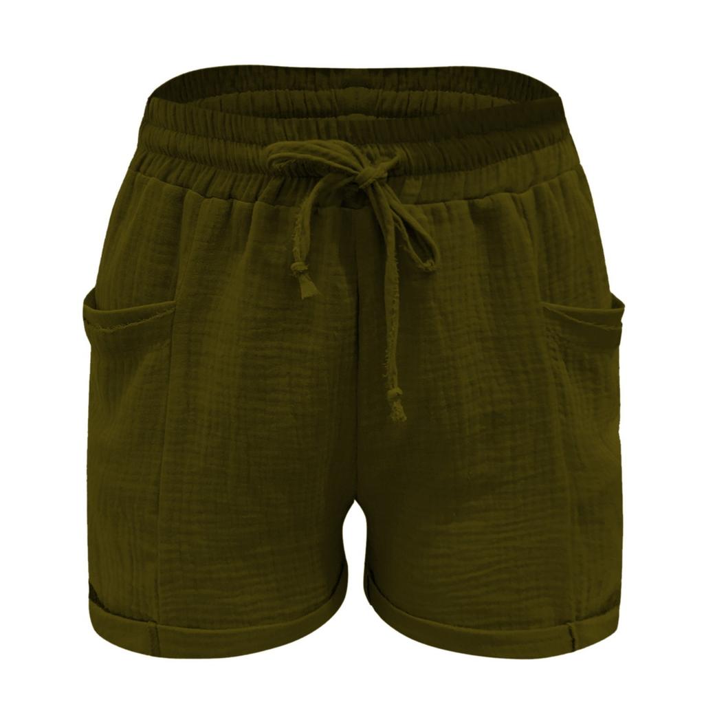 Shorts décontractés et confortables pour femme style bohème avec cordon de serrage et poches arrière pour l'été