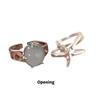 Pack of 2 Adjustable Starfish Inspired Open Rings with Artificial Gemstones for Women Daily Wear or Party Jewelry