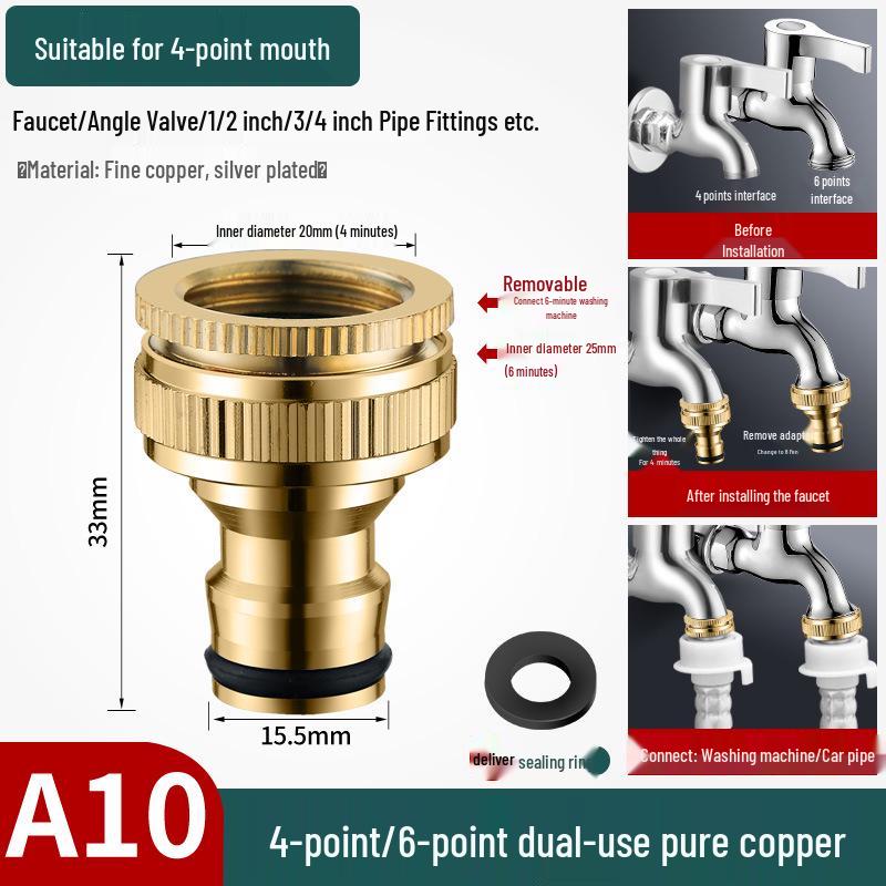4/6-Minute Faucet Adapter & Spout Converter for Washing Machine Hose