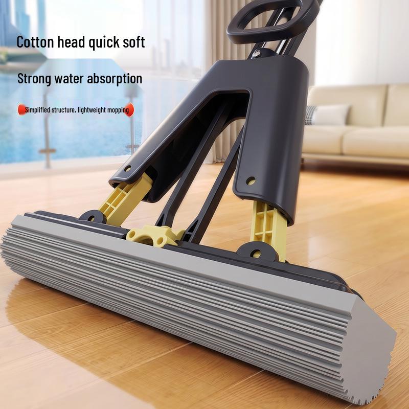 Foldable Sponge Mop with Stainless Steel Telescopic Handle for Dry and Wet Use In Home, Living Room, Bathroom Floors.