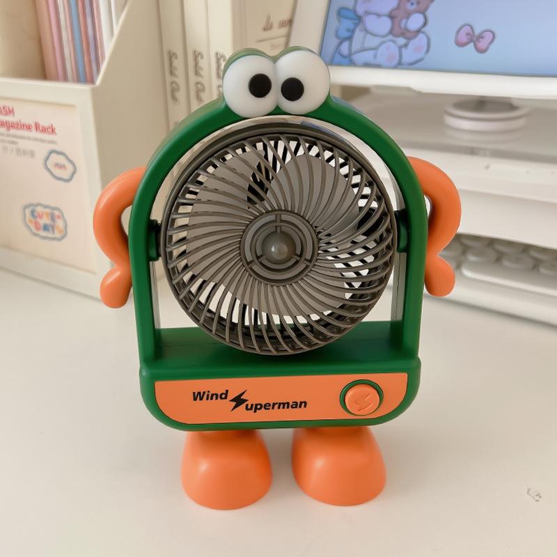 

Настольный бесшумный вентилятор для студентов, мультфильм, большой ветряной вентилятор для общежития, портативный USB-зарядный небольшой электрический вентилятор 250mAh зелёный/оранжевый
