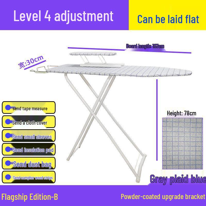 Reinforced Foldable Ironing Board with Handheld Rack - High-Grade Household Accessory