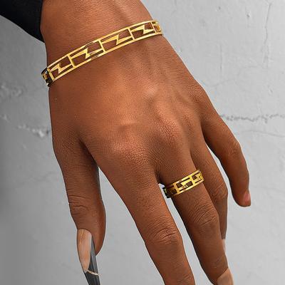 Stainless Steel Zircon Set Fashionable and Exquisite Hollow Design Ring Bracelet Combination Zircon Set For Women Zircon Gift