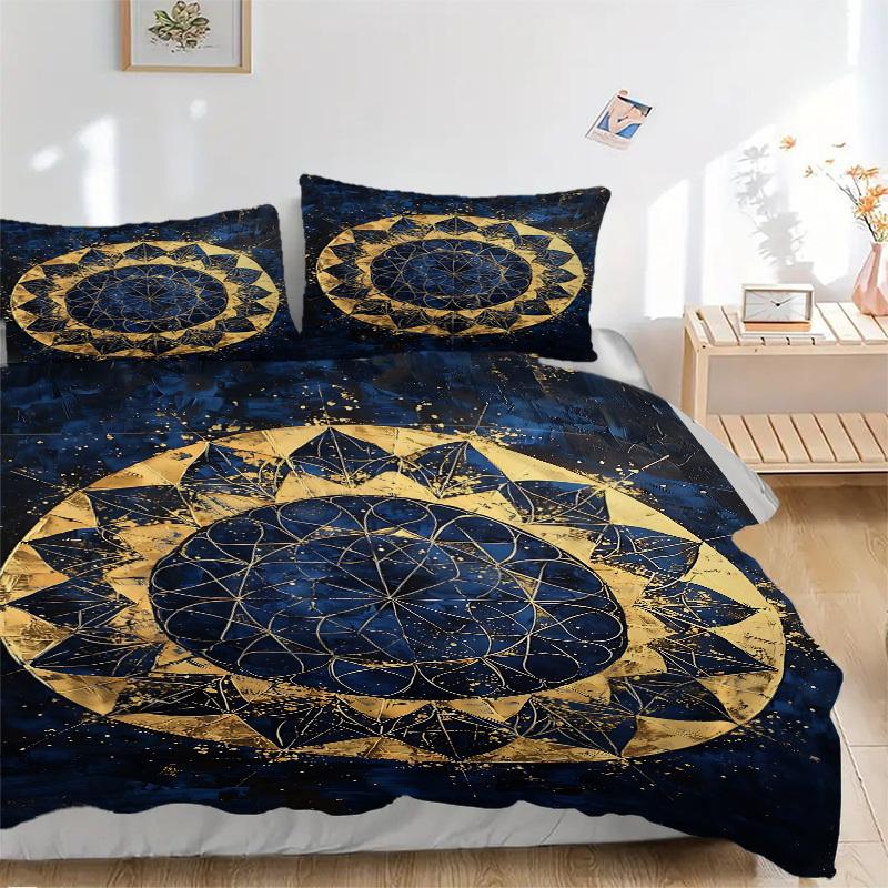 3pcs Cosmic Mandala Bedding Set, Includes 1 Comforter + 2 Pillowcases, Without Pillow Inserts, Soft Comfortable, Lightweight Breathable024