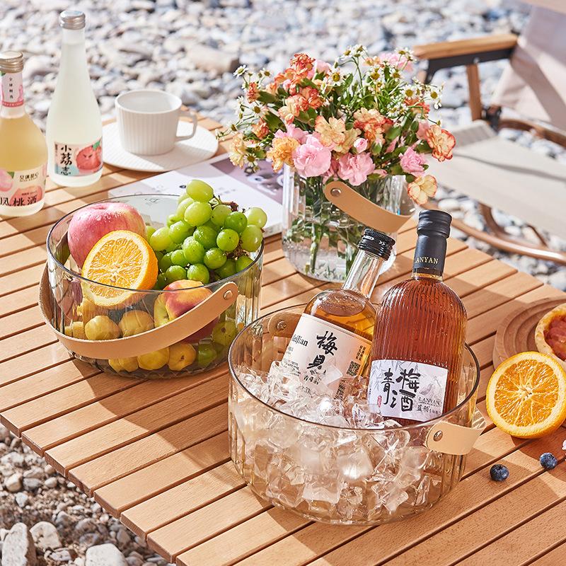 

Легкая роскошная прозрачная ручная корзина с фруктами Интернет-знаменитости Фруктовое счастливое ведро Простая гостиная Домашнее ведро для льда Сухофрукты Фруктовая тарелка