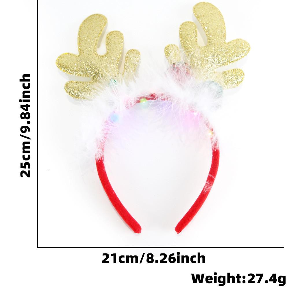 Unique And Colorful Christmas Antler Headband With Soft Plush And Lights For Creative Outfits Party