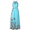 Blommönster Halter Chiffong Lång Klänning Dam Klänningar Sexig Casual Beach Dress