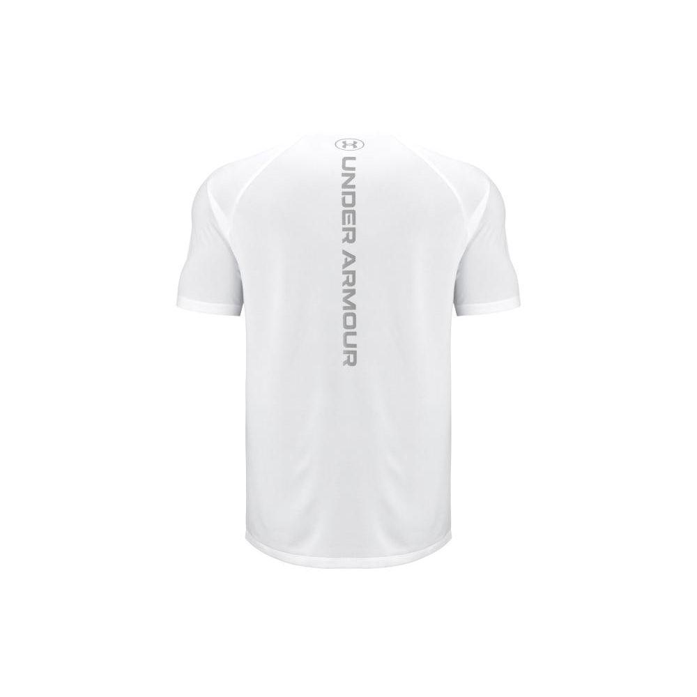 Under Armour Solid Color Round Neck Pullover Training Reflective Short Sleeve T-Shirt Men Tops White 1377054-100