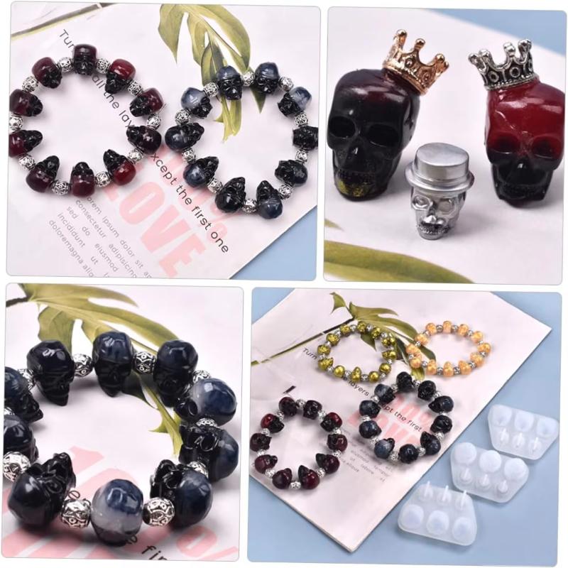 3Pcs Skull Pendant Resin Mold Jewelry Making Tools for DIY Craft Bracelets and Keychains,Halloween Decoration, Handmade Molds