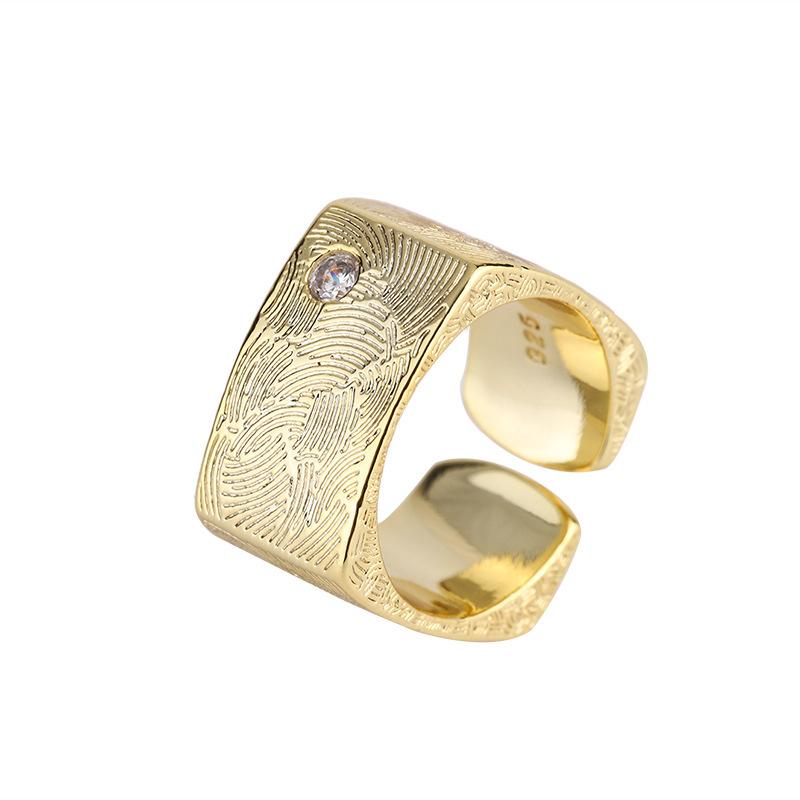 1pc Square Diamond-set Textured Broadface Rings For for Women Men Vintage Gorgeous Jewelry Gift Party Accessories Anniversary