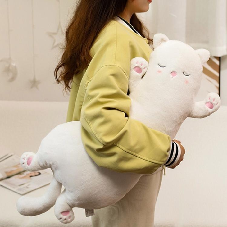 Lovely Cat Plushie Pillow Long Huggable Cute Stuffed Animal Toy for Children